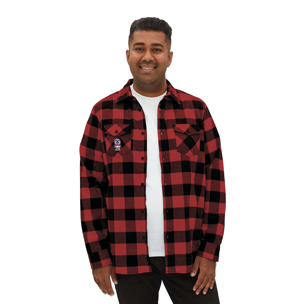 Proud Luz the Penguin Cozy Unisex Flannel Shirt - Gregg Acini Adoree Designs - Long - sleeve