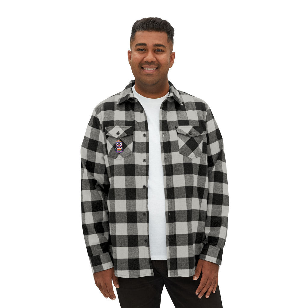 Proud Luz the Penguin Cozy Unisex Flannel Shirt - Gregg Acini Adoree Designs - Long - sleeve