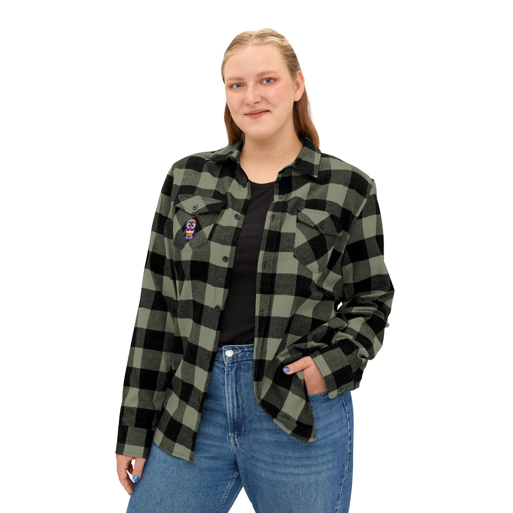 Proud Luz the Penguin Cozy Unisex Flannel Shirt - Gregg Acini Adoree Designs - Long - sleeve