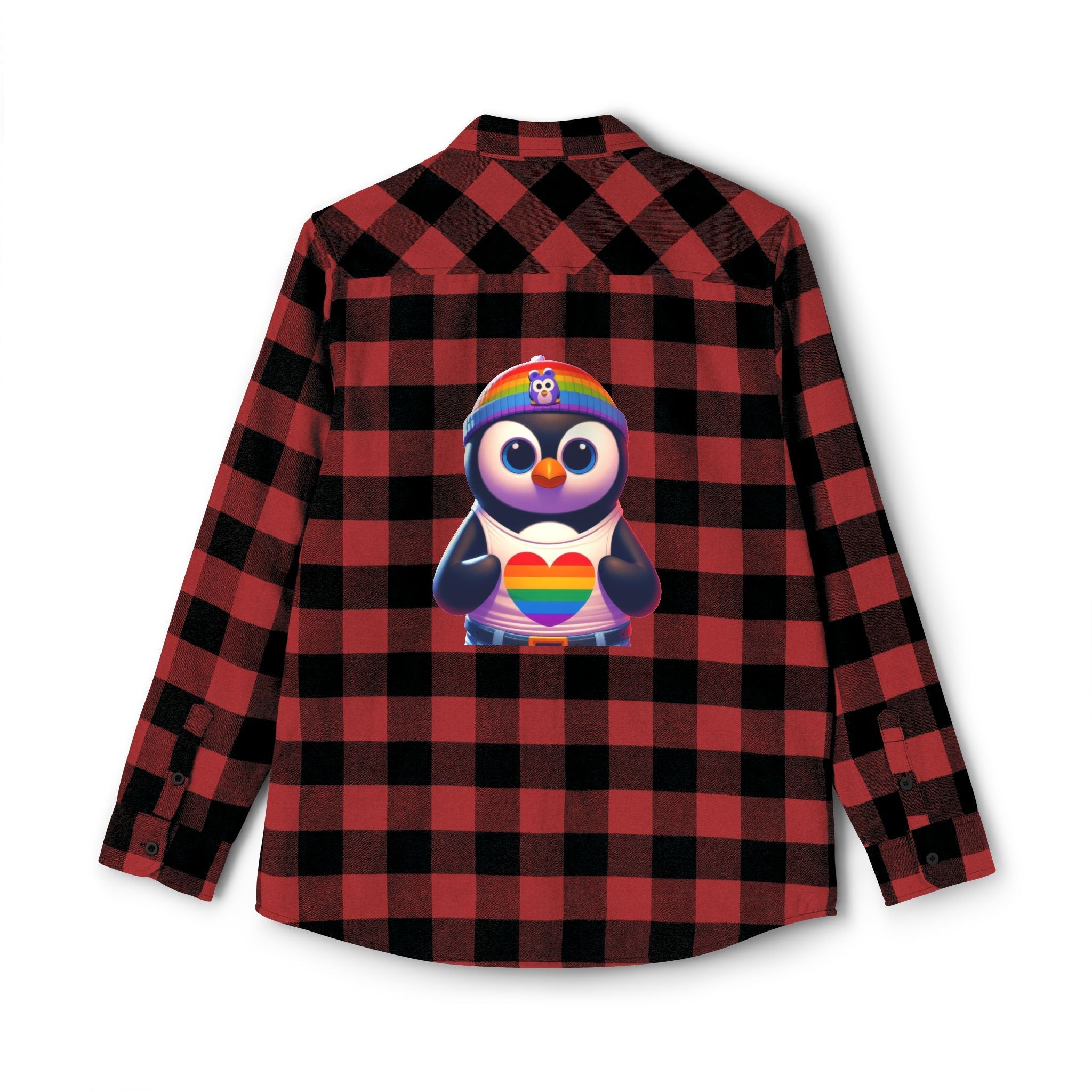 Proud Luz the Penguin Cozy Unisex Flannel Shirt - Gregg Acini Adoree Designs - Long - sleeve