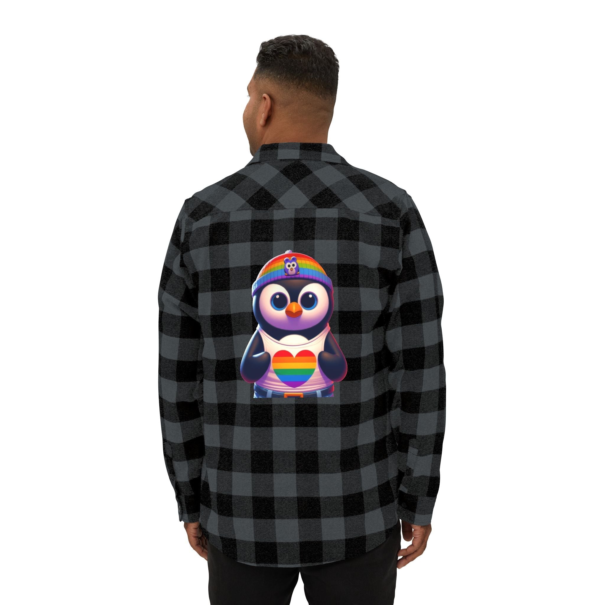 Proud Luz the Penguin Cozy Unisex Flannel Shirt - Gregg Acini Adoree Designs - Long - sleeve