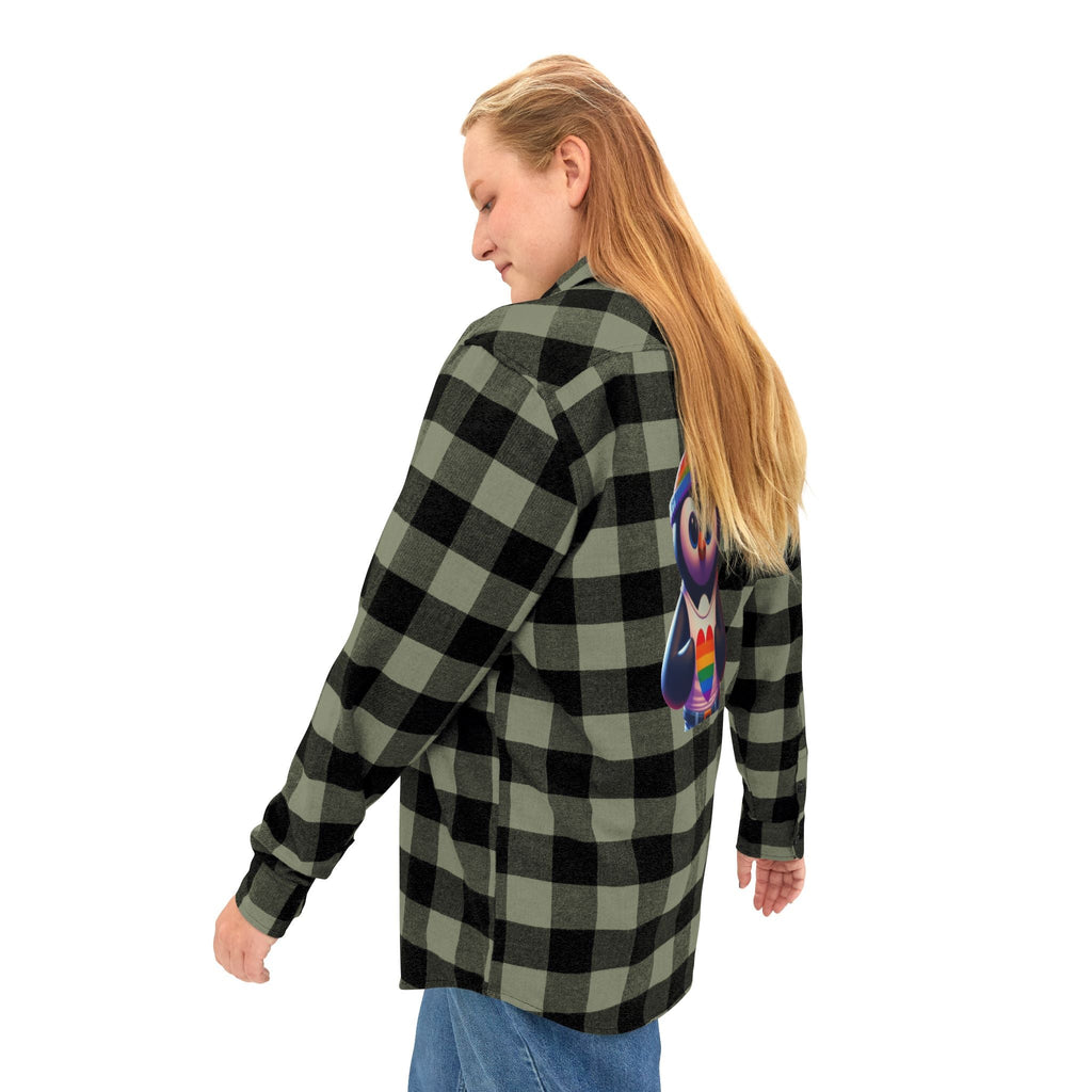 Proud Luz the Penguin Cozy Unisex Flannel Shirt - Gregg Acini Adoree Designs - Long - sleeve