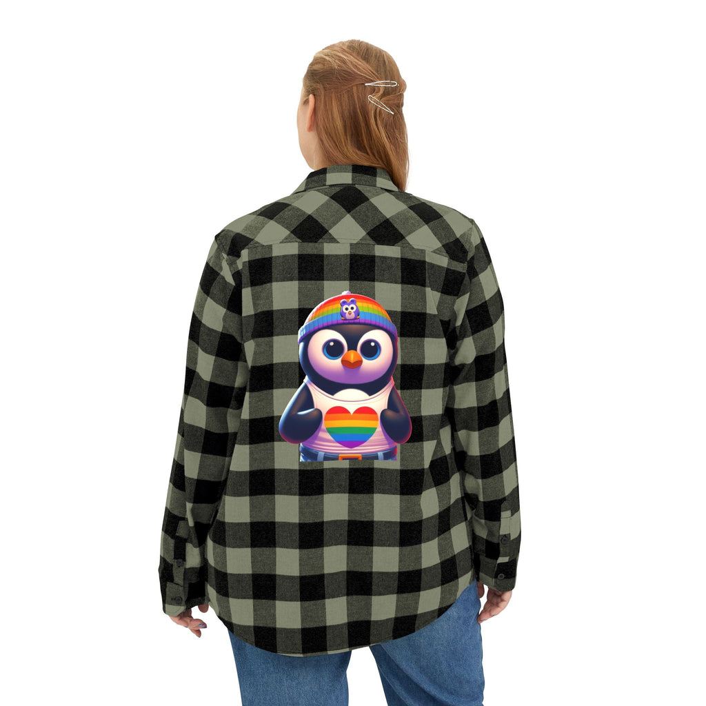 Proud Luz the Penguin Cozy Unisex Flannel Shirt - Gregg Acini Adoree Designs - Long - sleeve
