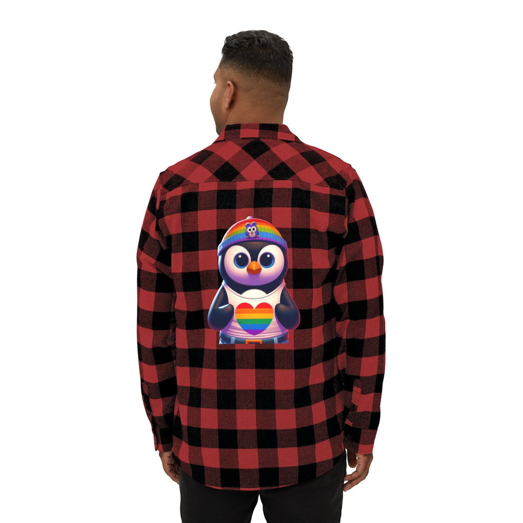 Proud Luz the Penguin Cozy Unisex Flannel Shirt - Gregg Acini Adoree Designs - Long - sleeve