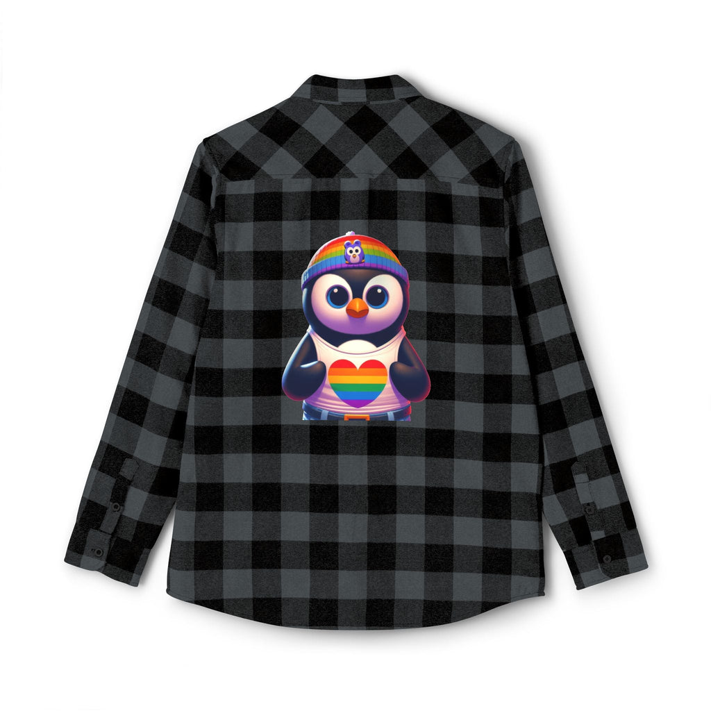 Proud Luz the Penguin Cozy Unisex Flannel Shirt - Gregg Acini Adoree Designs - Long - sleeve