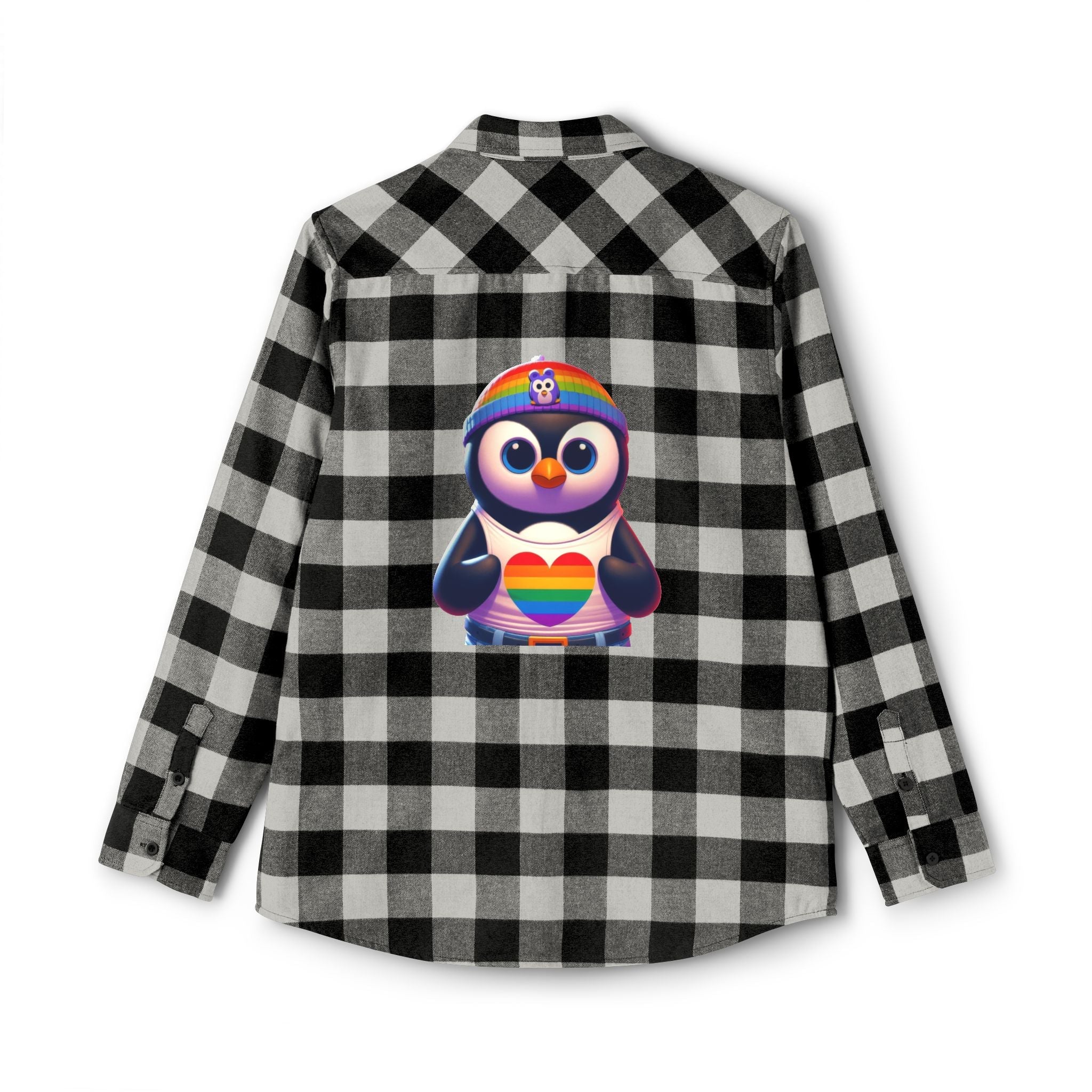 Proud Luz the Penguin Cozy Unisex Flannel Shirt - Gregg Acini Adoree Designs - Long - sleeve