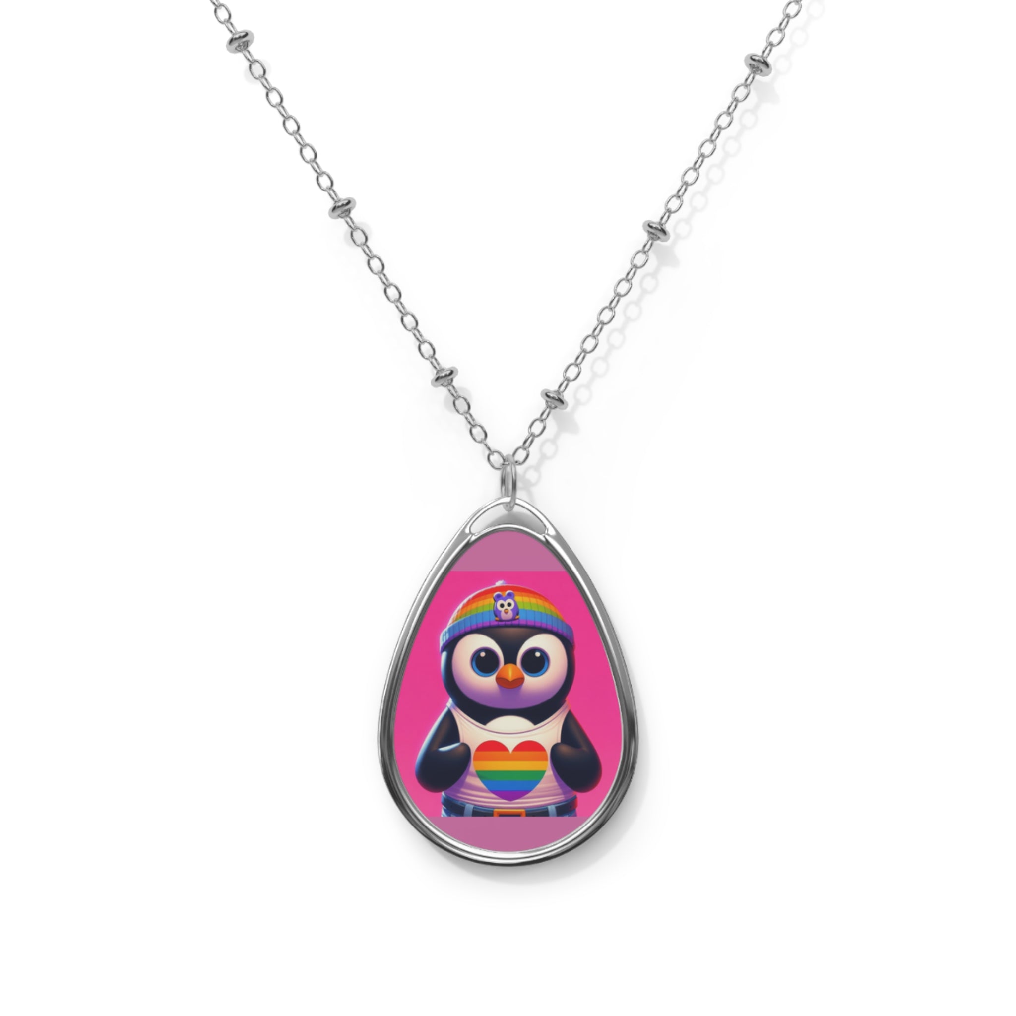 Proud Luz the Penguin Oval Necklace - Gregg Acini Adoree Designs - Necklace