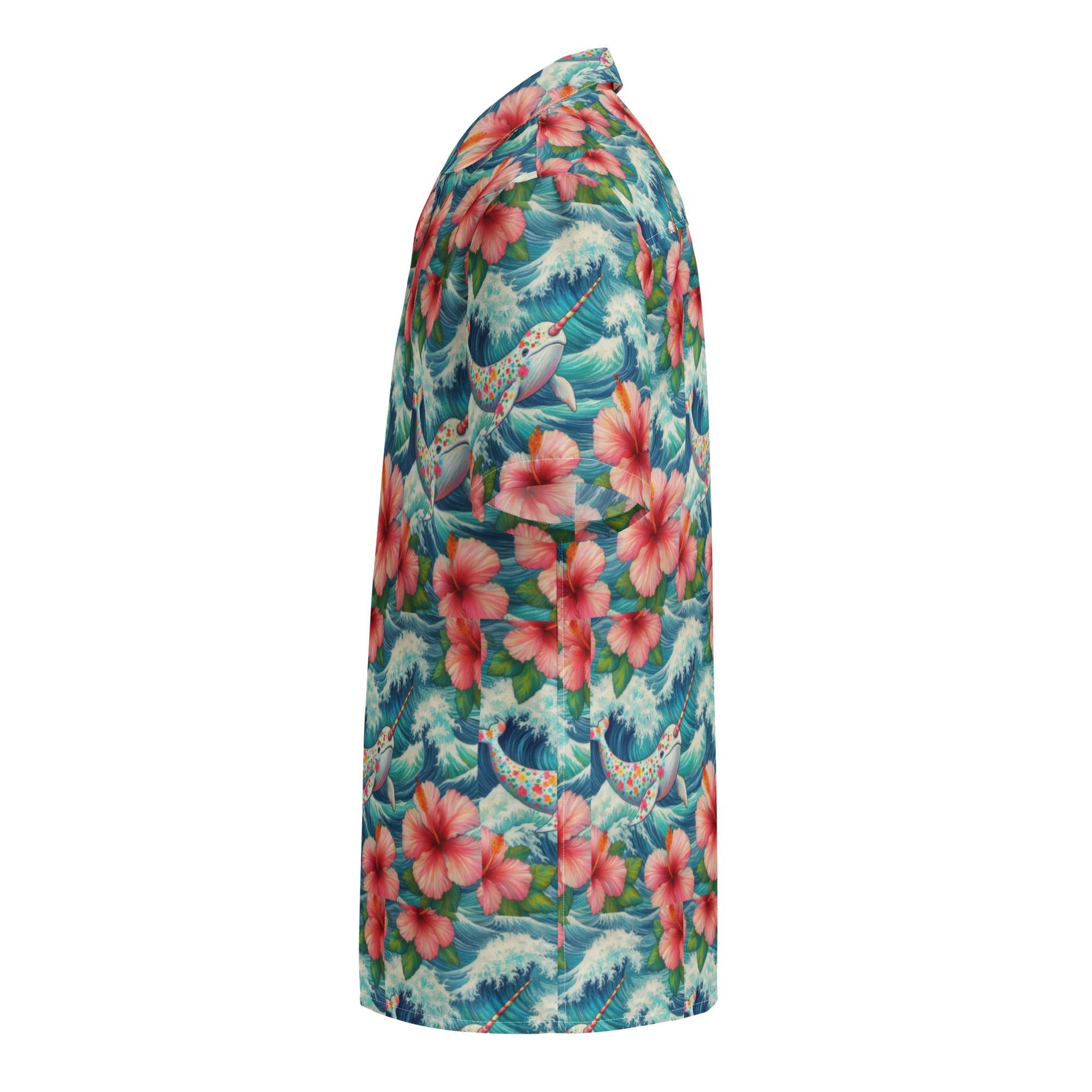 Proud Narwhal with Hibiscus Unisex button shirt - Gregg Acini Adoree Designs - Button Down Shirt