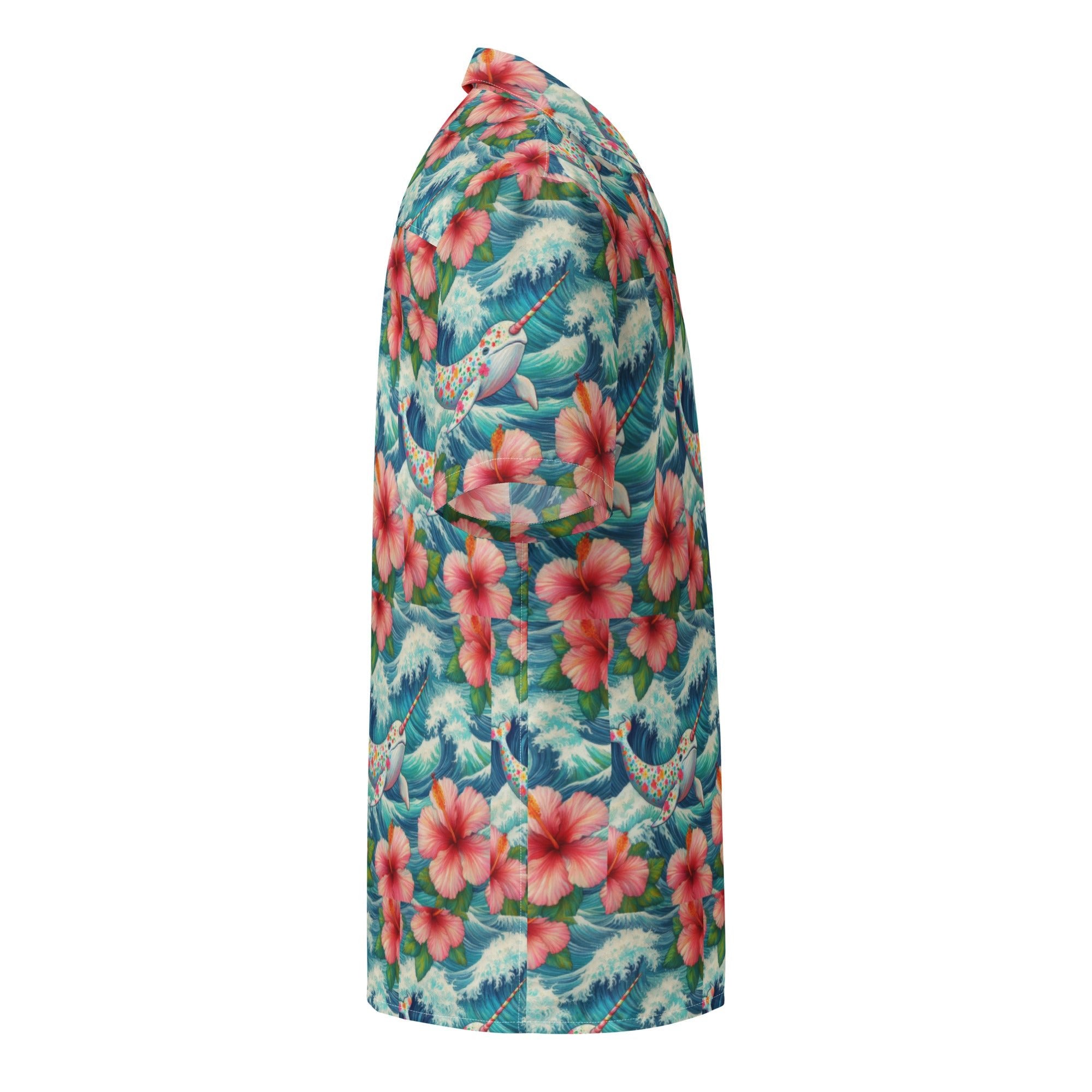 Proud Narwhal with Hibiscus Unisex button shirt - Gregg Acini Adoree Designs - Button Down Shirt