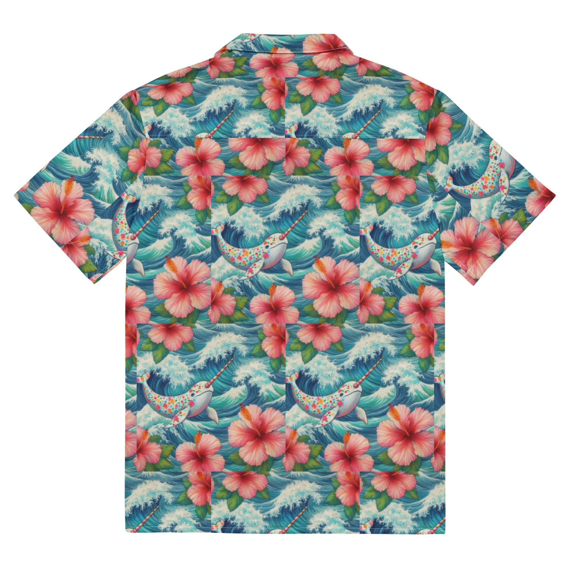 Proud Narwhal with Hibiscus Unisex button shirt - Gregg Acini Adoree Designs - Button Down Shirt