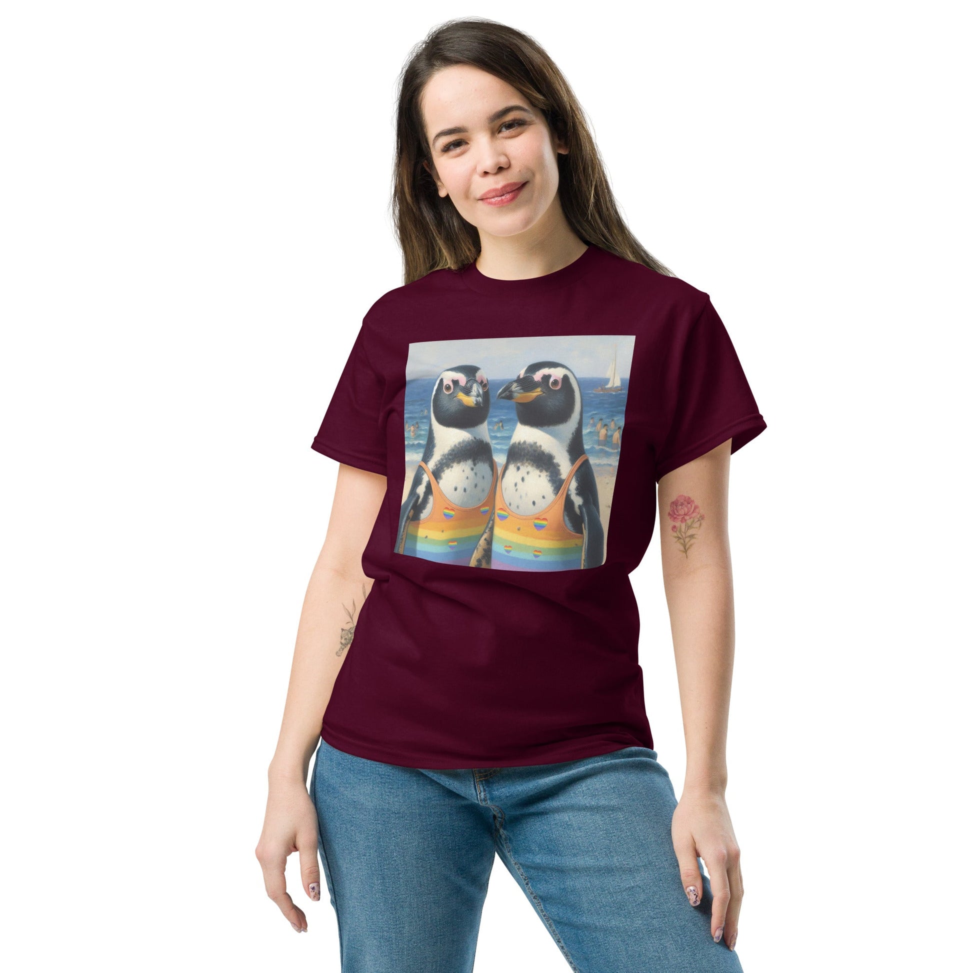 Proud Penguins at the Beach Unisex classic tee - Gregg Acini Adoree Designs - T-Shirt