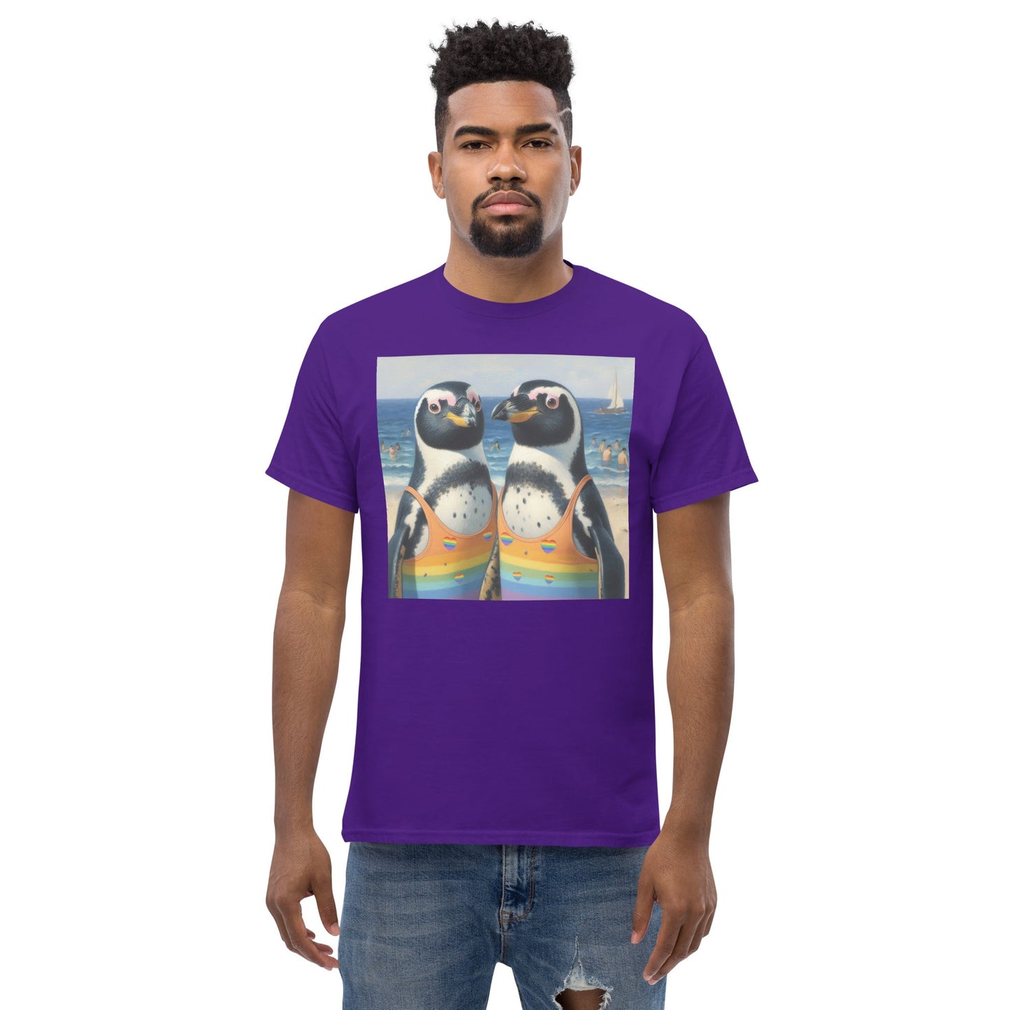Proud Penguins at the Beach Unisex classic tee - Gregg Acini Adoree Designs - T-Shirt