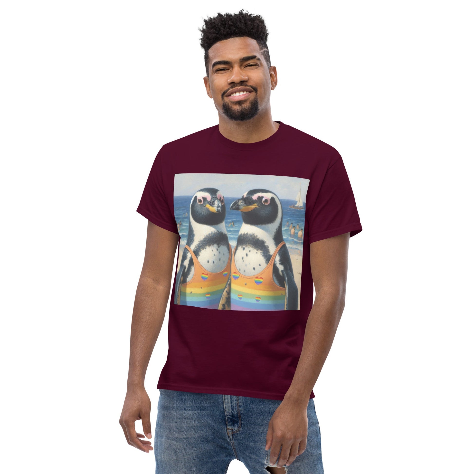 Proud Penguins at the Beach Unisex classic tee - Gregg Acini Adoree Designs - T-Shirt