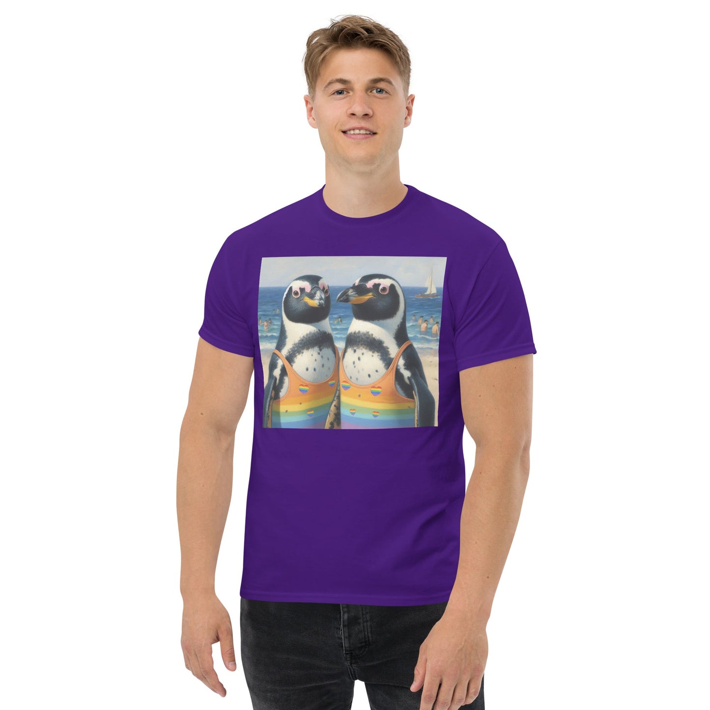 Proud Penguins at the Beach Unisex classic tee - Gregg Acini Adoree Designs - T-Shirt