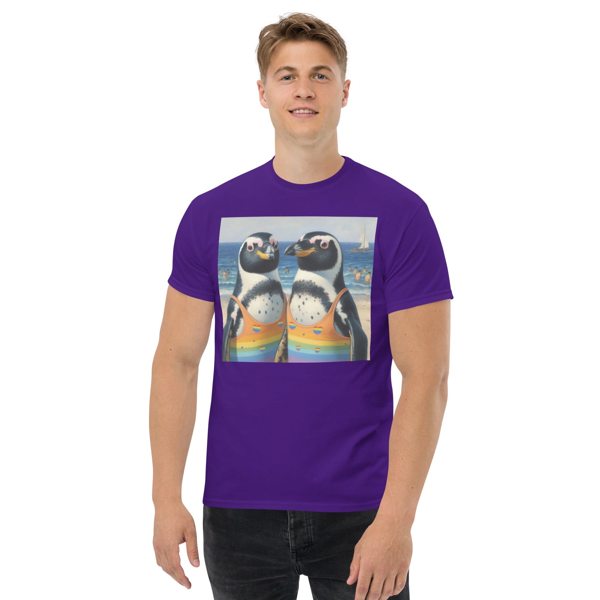 Proud Penguins at the Beach Unisex classic tee - Gregg Acini Adoree Designs - T-Shirt