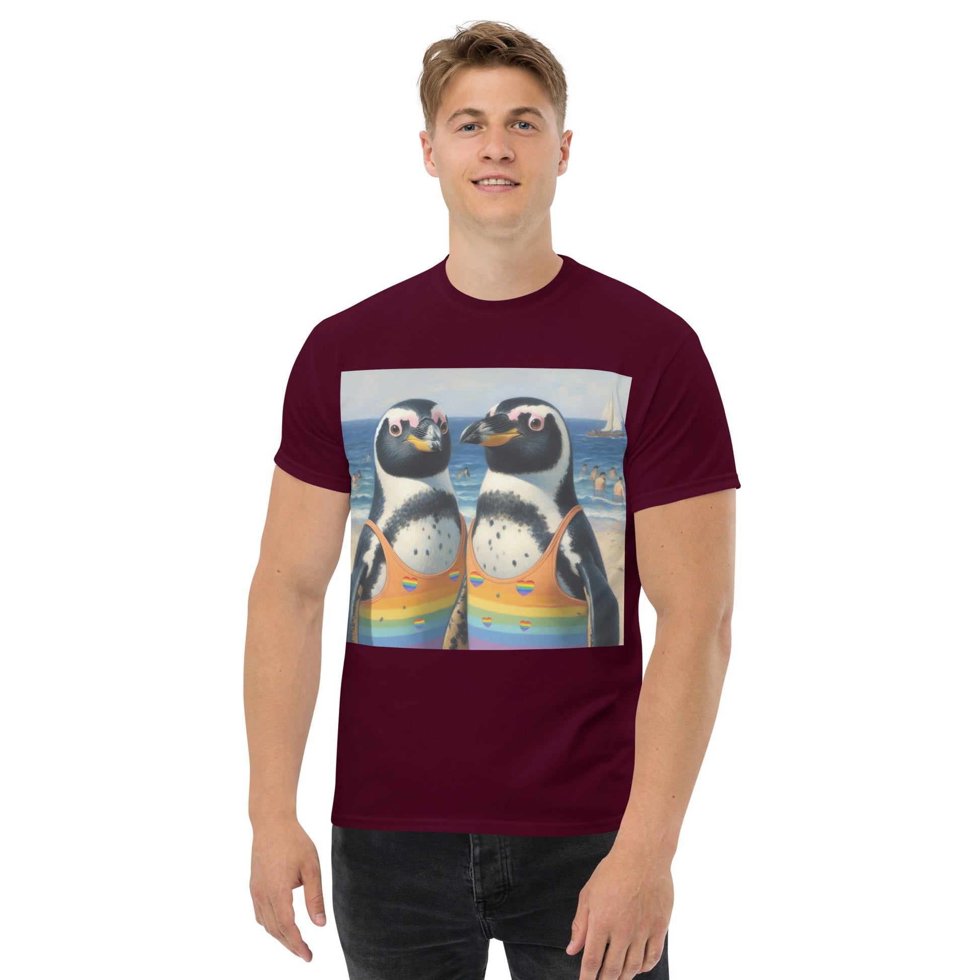 Proud Penguins at the Beach Unisex classic tee - Gregg Acini Adoree Designs - T-Shirt