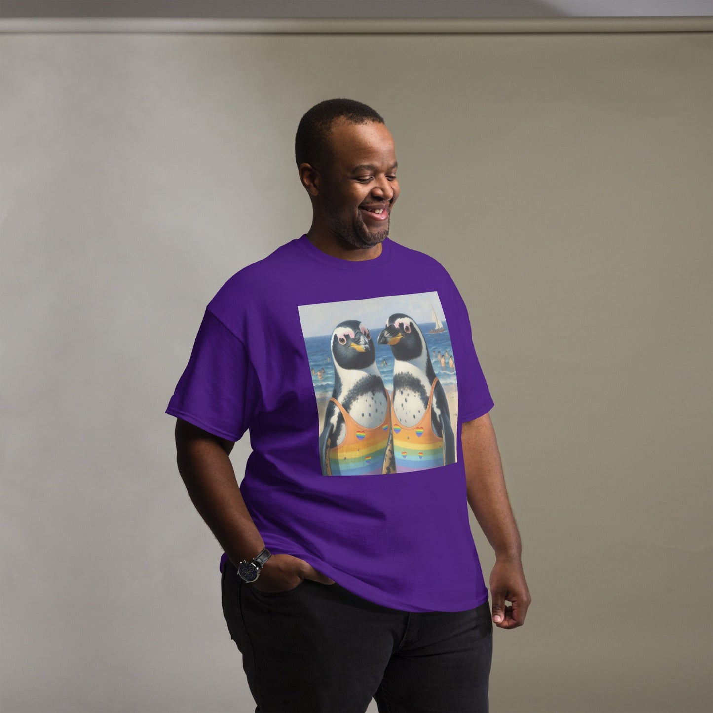 Proud Penguins at the Beach Unisex classic tee - Gregg Acini Adoree Designs - T-Shirt