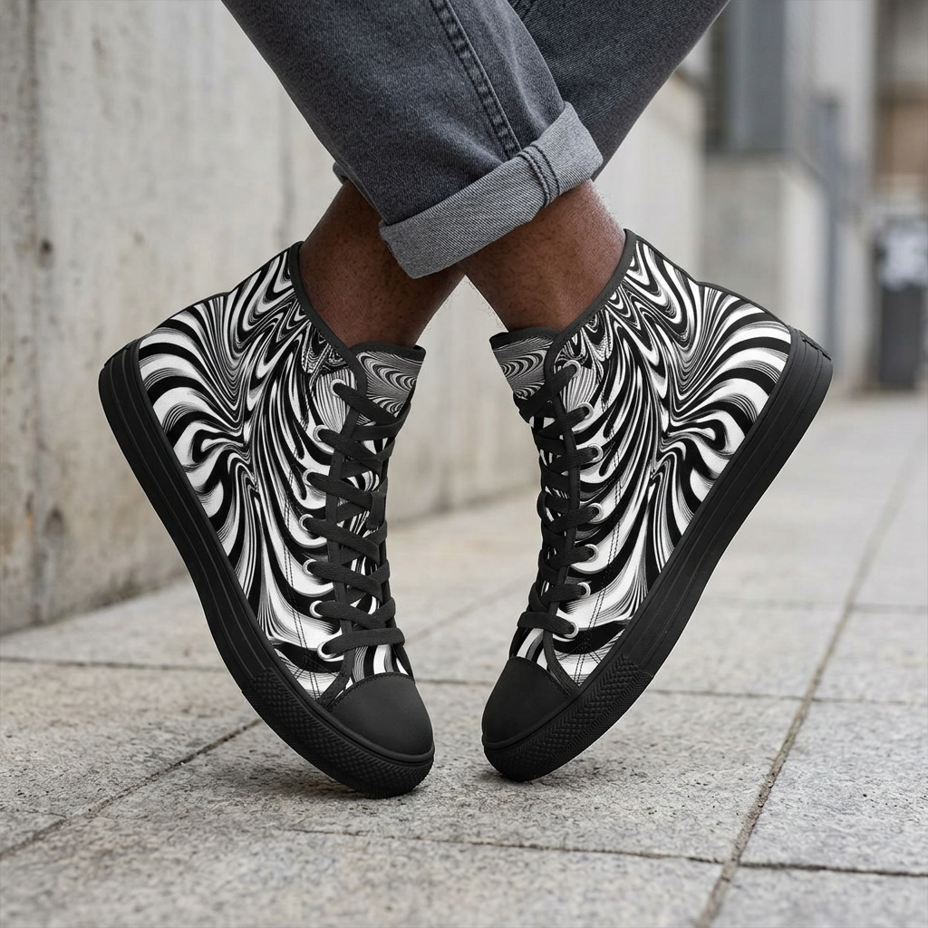 Psychedelic Wave high top shoes lifestyle image