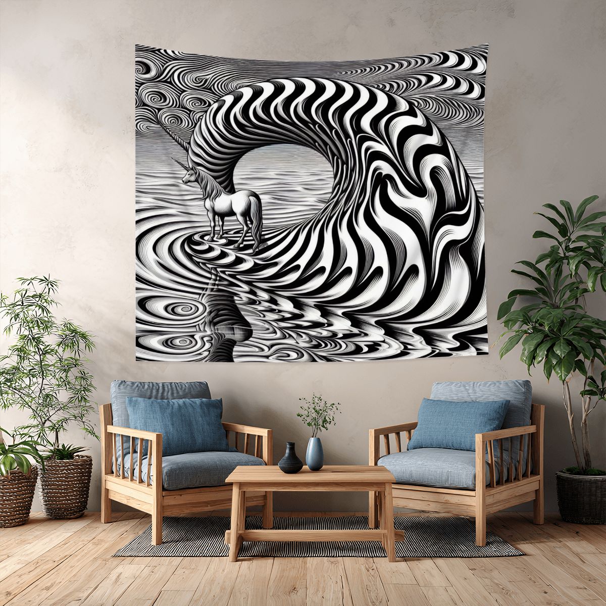 Psychedelic Wave Lightweight Wall Tapestry (Fabric Wall Hanging - USA) - Gregg Acini Adoree Designs - Wall Coverings