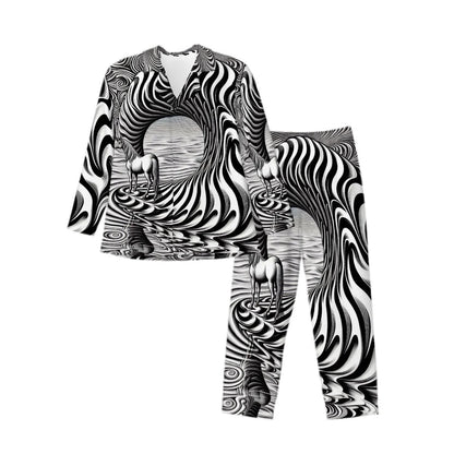 Psychedelic Wave Long Sleeved Pajamas for Men Set - Gregg Acini Adoree Designs - Men's Pajamas