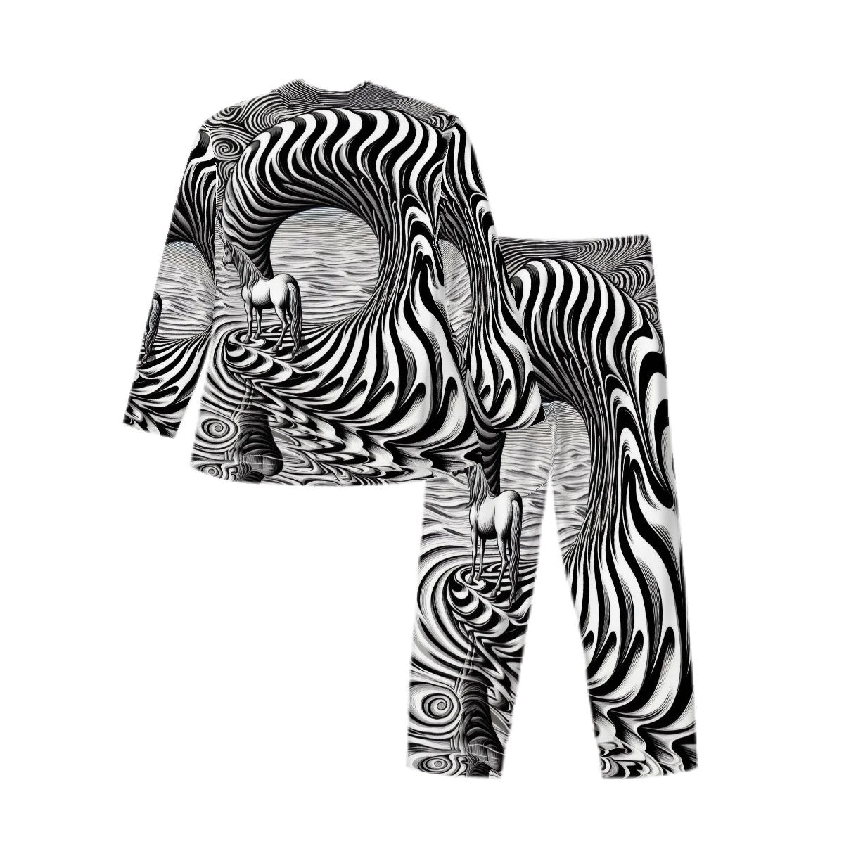 Psychedelic Wave Long Sleeved Pajamas for Men Set - Gregg Acini Adoree Designs - Men's Pajamas