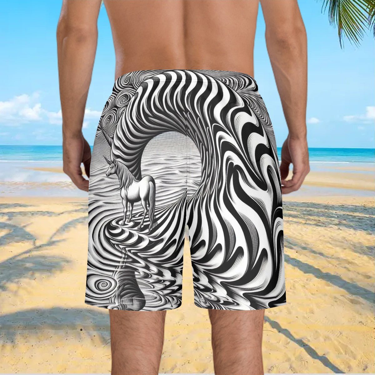 Psychedelic Wave Men's Beach Shorts - Gregg Acini Adoree Designs - Swimsuit