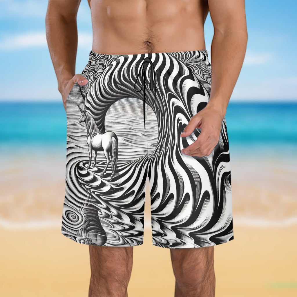 Psychedelic Wave Men's Beach Shorts - Gregg Acini Adoree Designs - Swimsuit