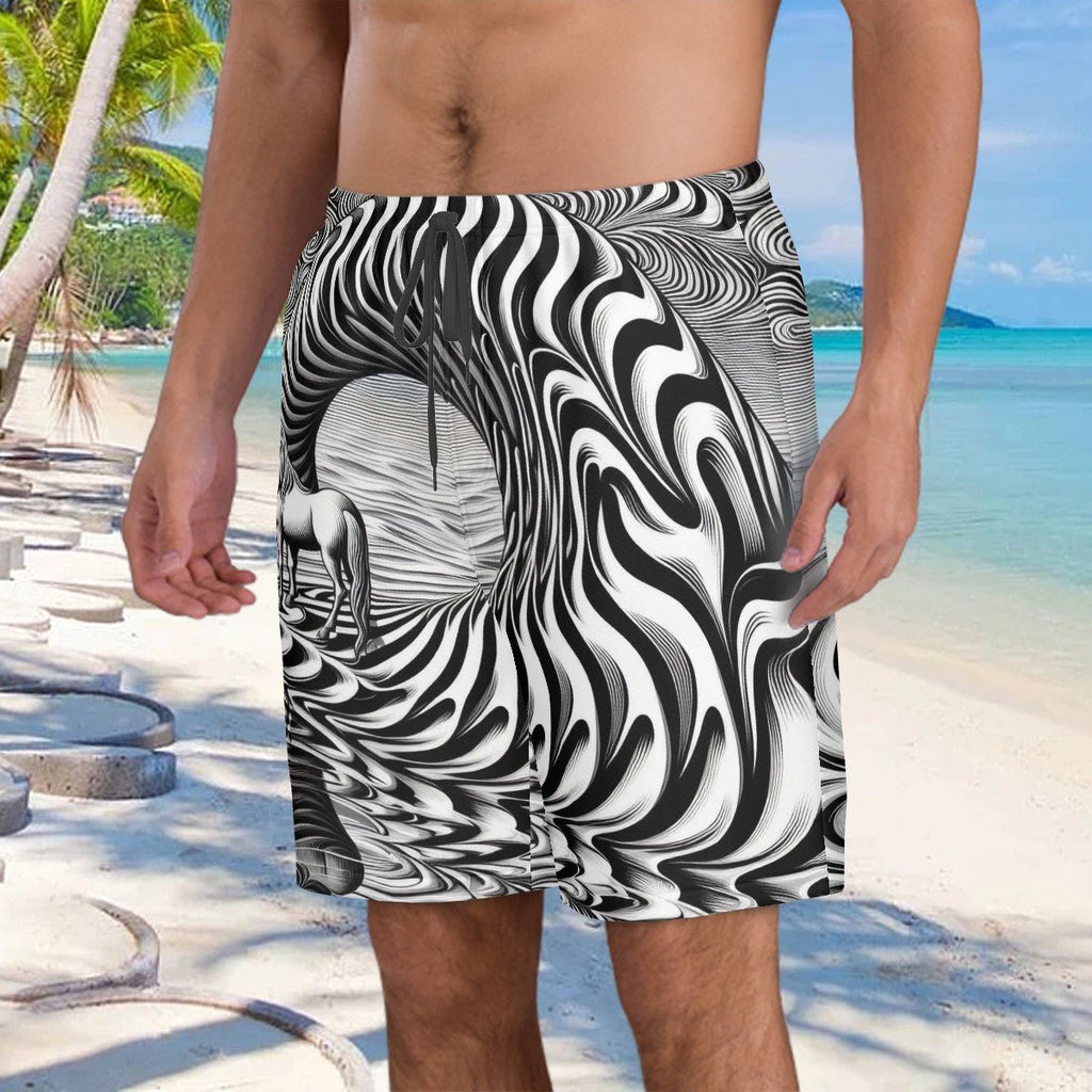 Psychedelic Wave Men's Beach Shorts - Gregg Acini Adoree Designs - Swimsuit