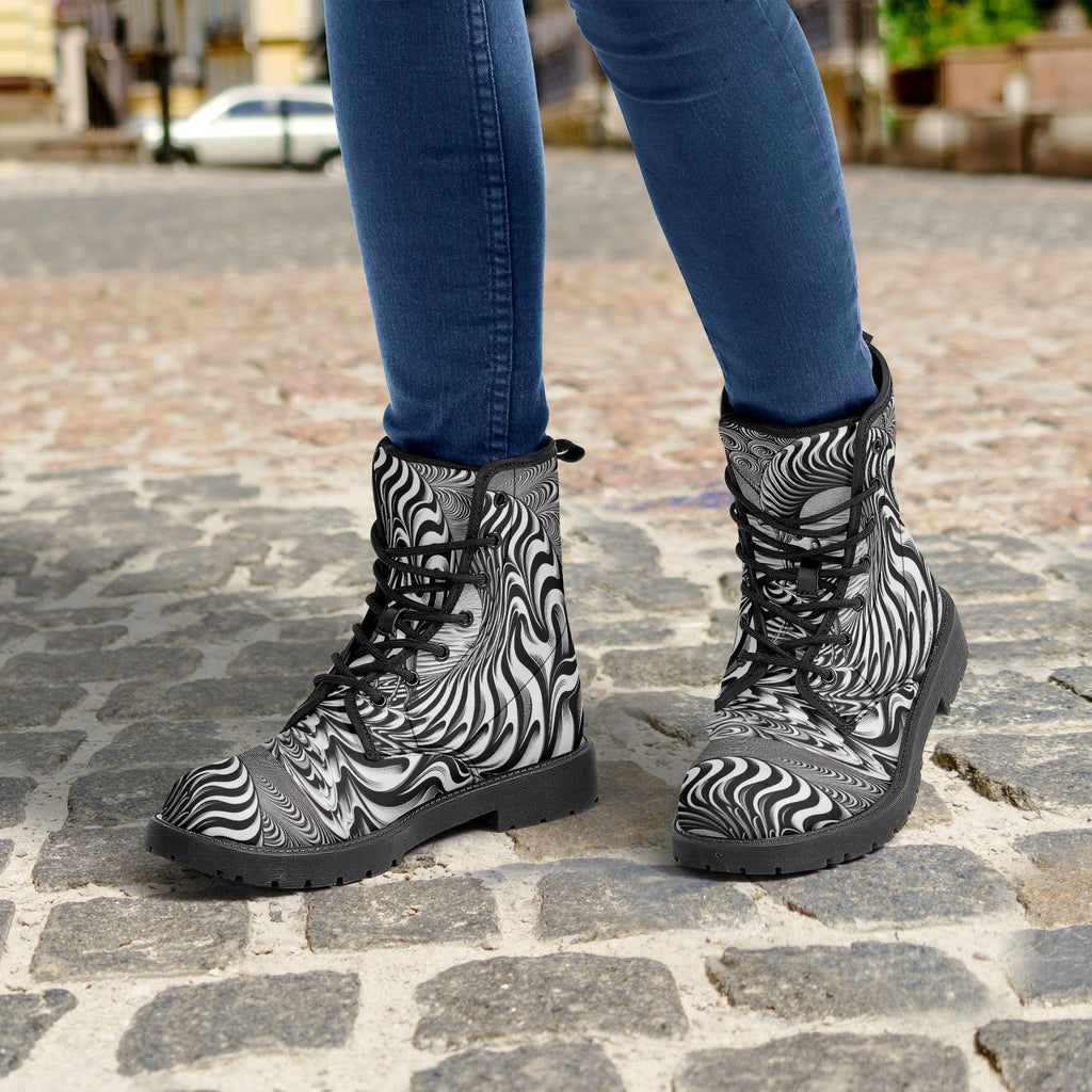 Psychedelic Wave Trendy Leather Boots - Gregg Acini Adoree Designs - Boots