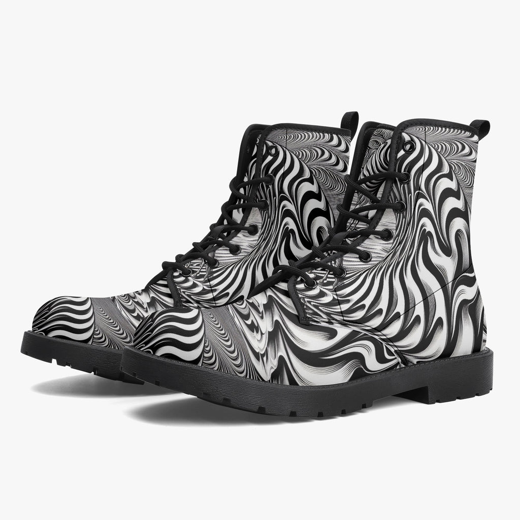 Psychedelic Wave Trendy Leather Boots - Gregg Acini Adoree Designs - Boots