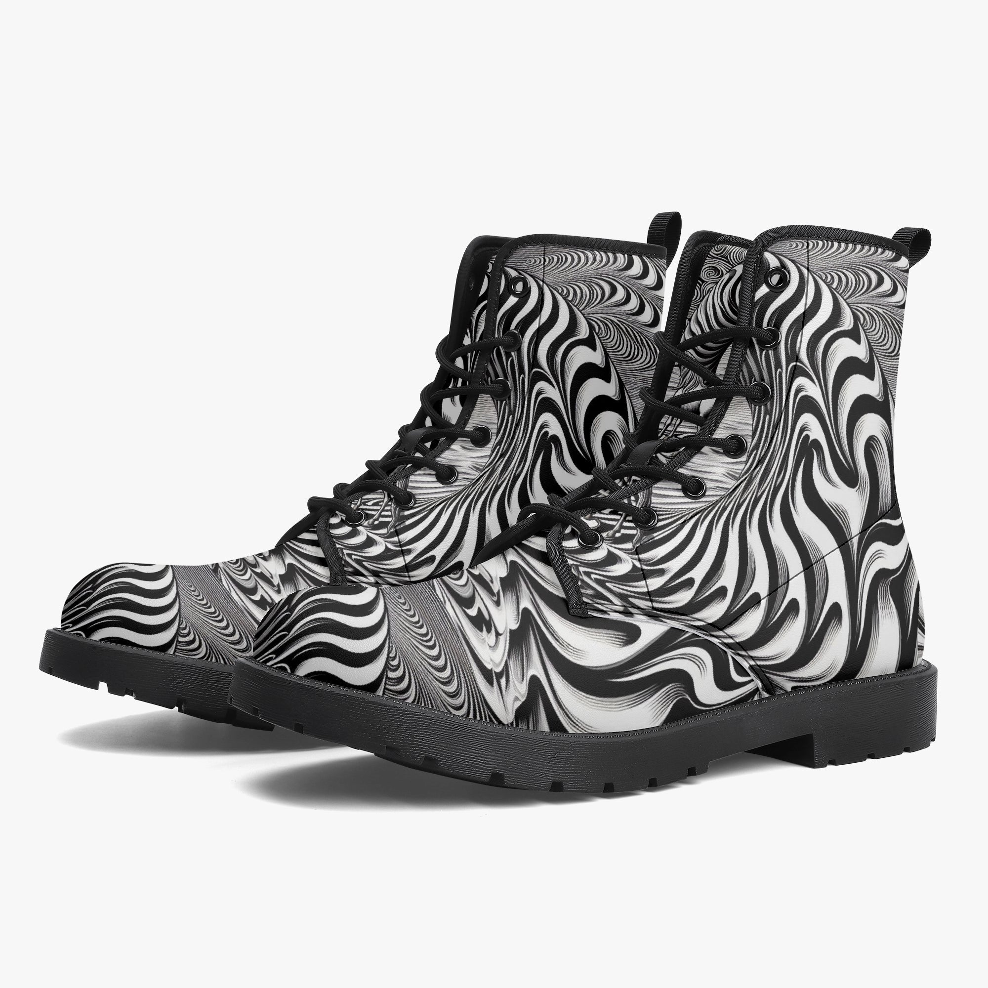 Psychedelic Wave Trendy Leather Boots - Gregg Acini Adoree Designs - Boots