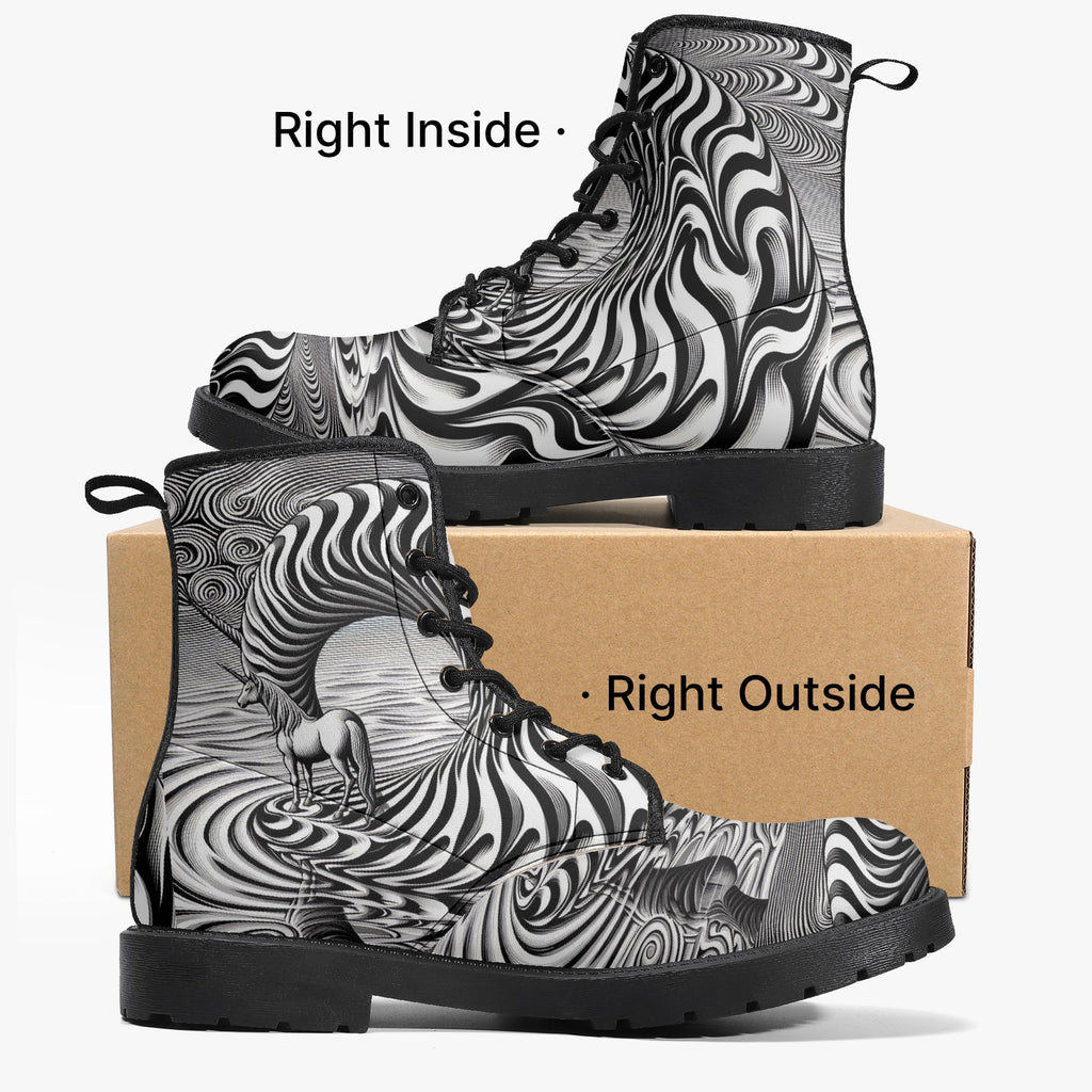 Psychedelic Wave Trendy Leather Boots - Gregg Acini Adoree Designs - Boots