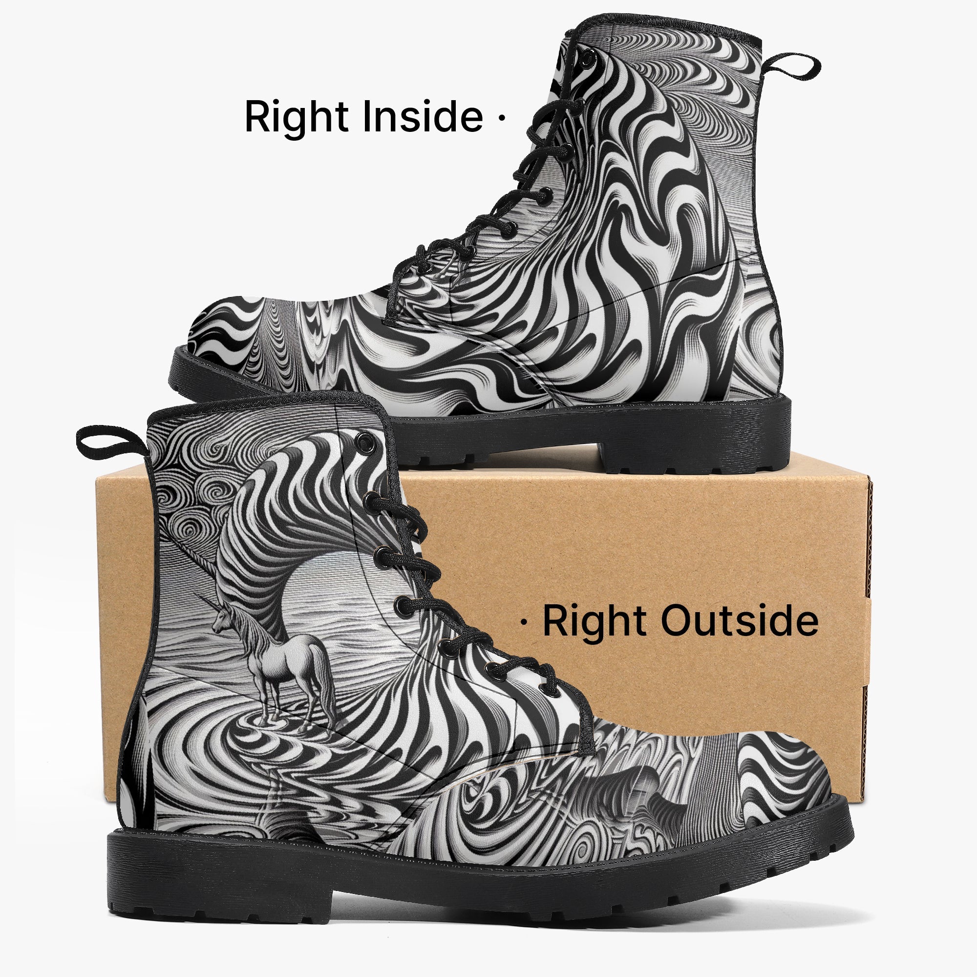Psychedelic Wave Trendy Leather Boots - Gregg Acini Adoree Designs - Boots