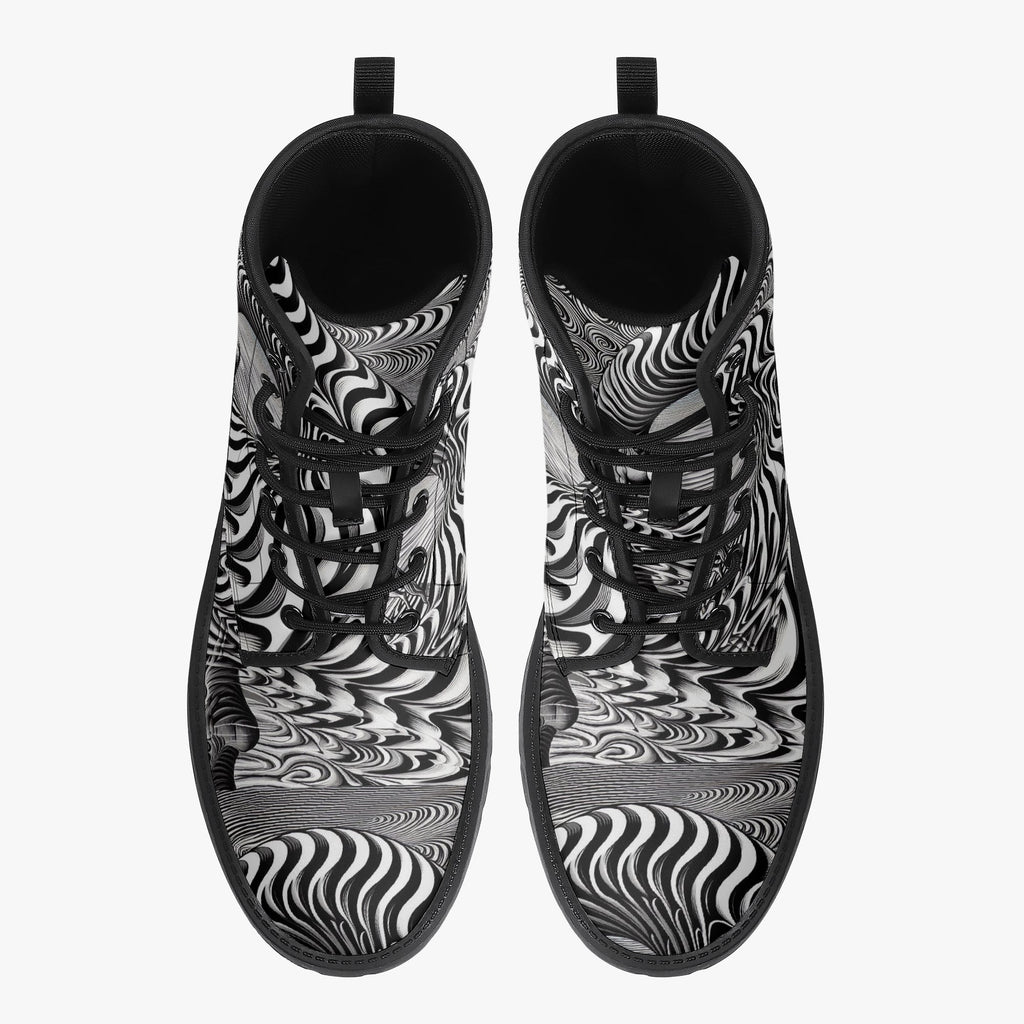 Psychedelic Wave Trendy Leather Boots - Gregg Acini Adoree Designs - Boots