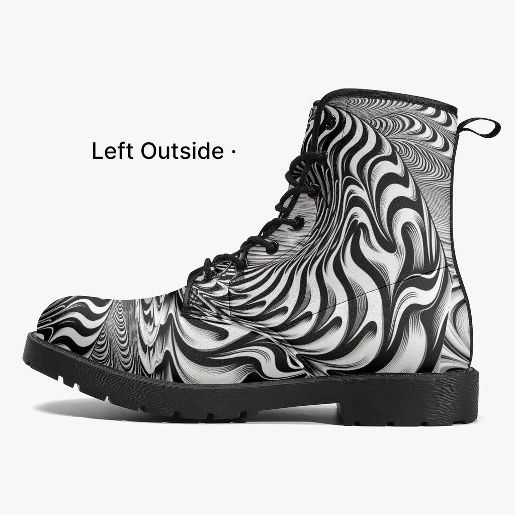 Psychedelic Wave Trendy Leather Boots - Gregg Acini Adoree Designs - Boots