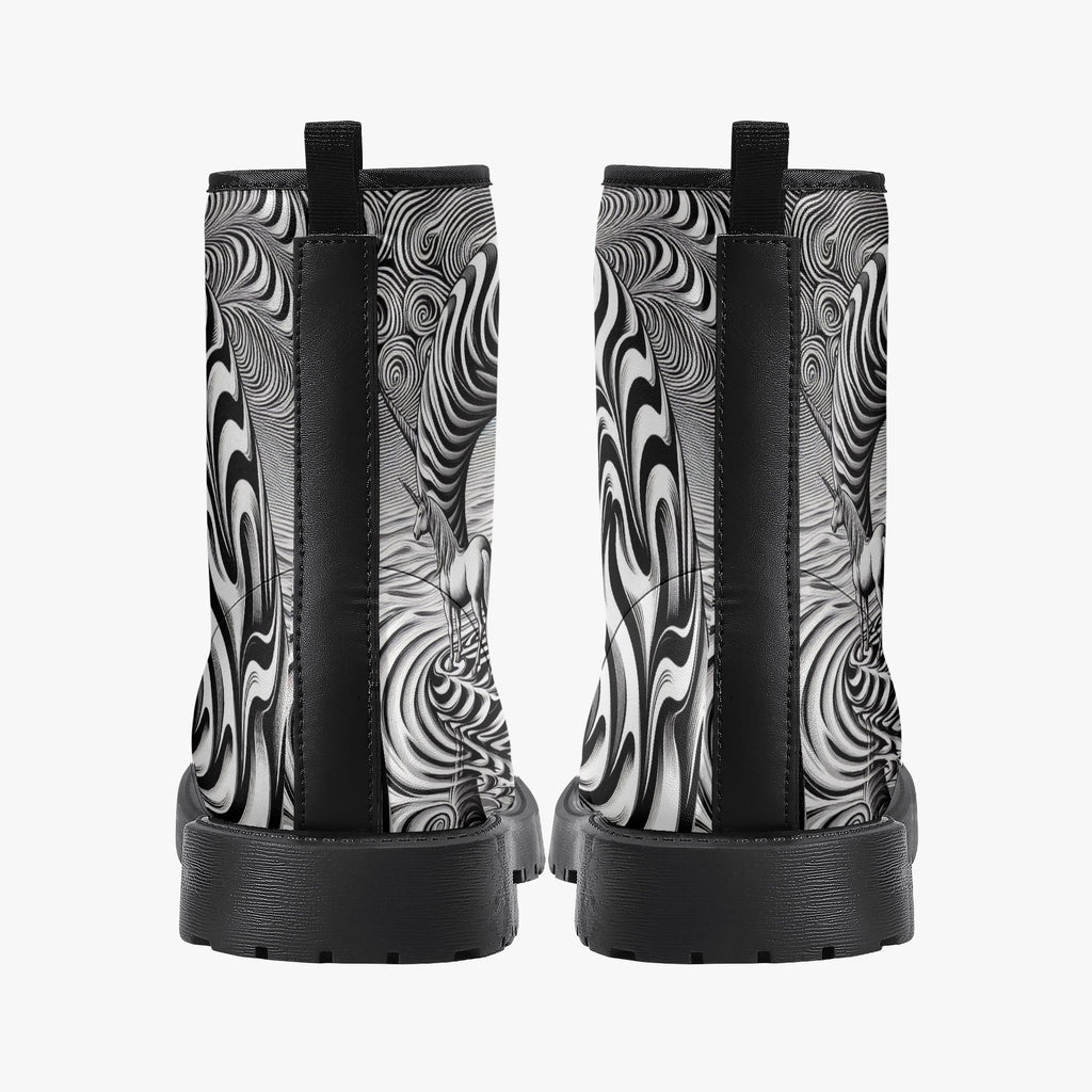Psychedelic Wave Trendy Leather Boots - Gregg Acini Adoree Designs - Boots