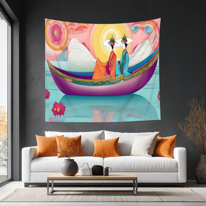 Purple Boat Lightweight Wall Tapestry (Fabric Wall Hanging - USA) - Gregg Acini Adoree Designs - Wall Coverings