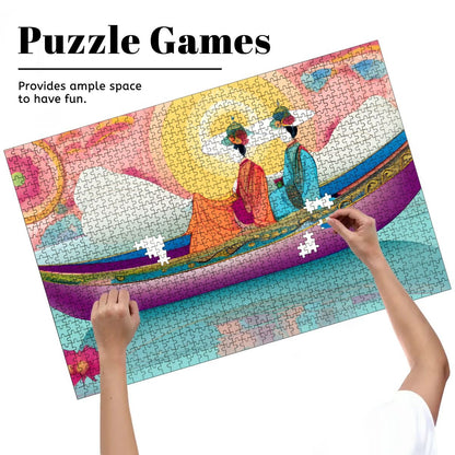 Purple Boat Wooden Jigsaw Puzzles 1000 pcs - Gregg Acini Adoree Designs - Jigsaw Puzzle