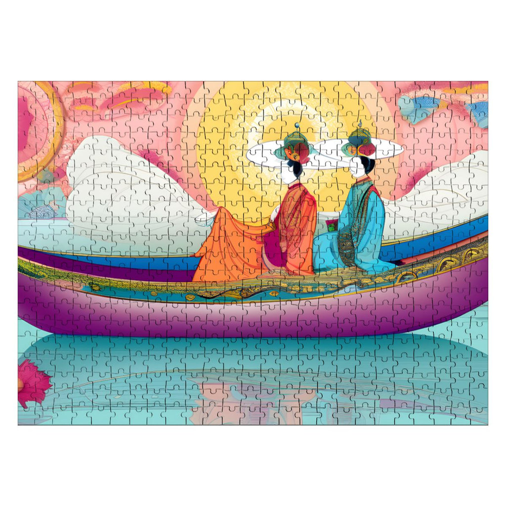 Purple Boat Wooden Jigsaw Puzzles 500 pcs - Gregg Acini Adoree Designs - Jigsaw Puzzle