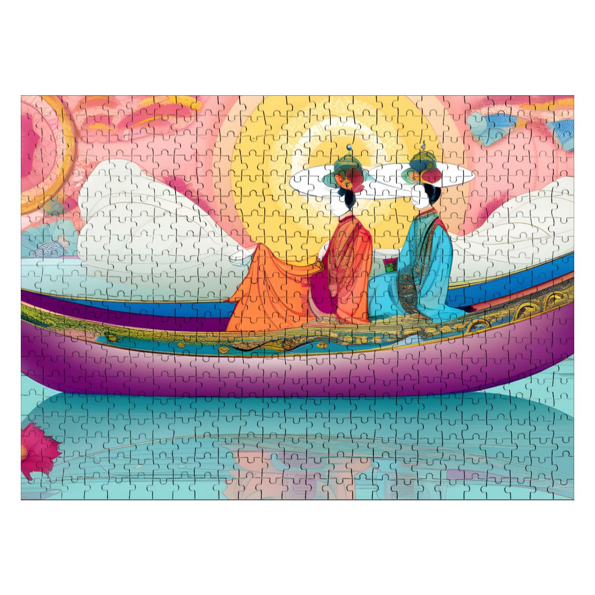 Purple Boat Wooden Jigsaw Puzzles 500 pcs - Gregg Acini Adoree Designs - Jigsaw Puzzle