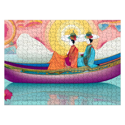 Purple Boat Wooden Jigsaw Puzzles 500 pcs - Gregg Acini Adoree Designs - Jigsaw Puzzle