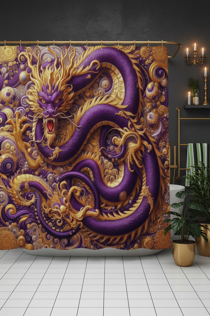 Purple Dragon Shower Curtain Lifestyle