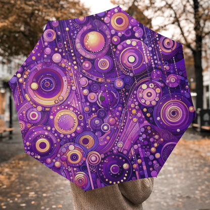 Purple Menagerie Automatic Folding Umbrella - Gregg Acini Adoree Designs - Umbrella