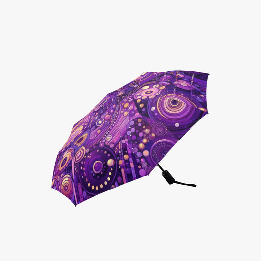 Purple Menagerie Automatic Folding Umbrella - Gregg Acini Adoree Designs - Umbrella