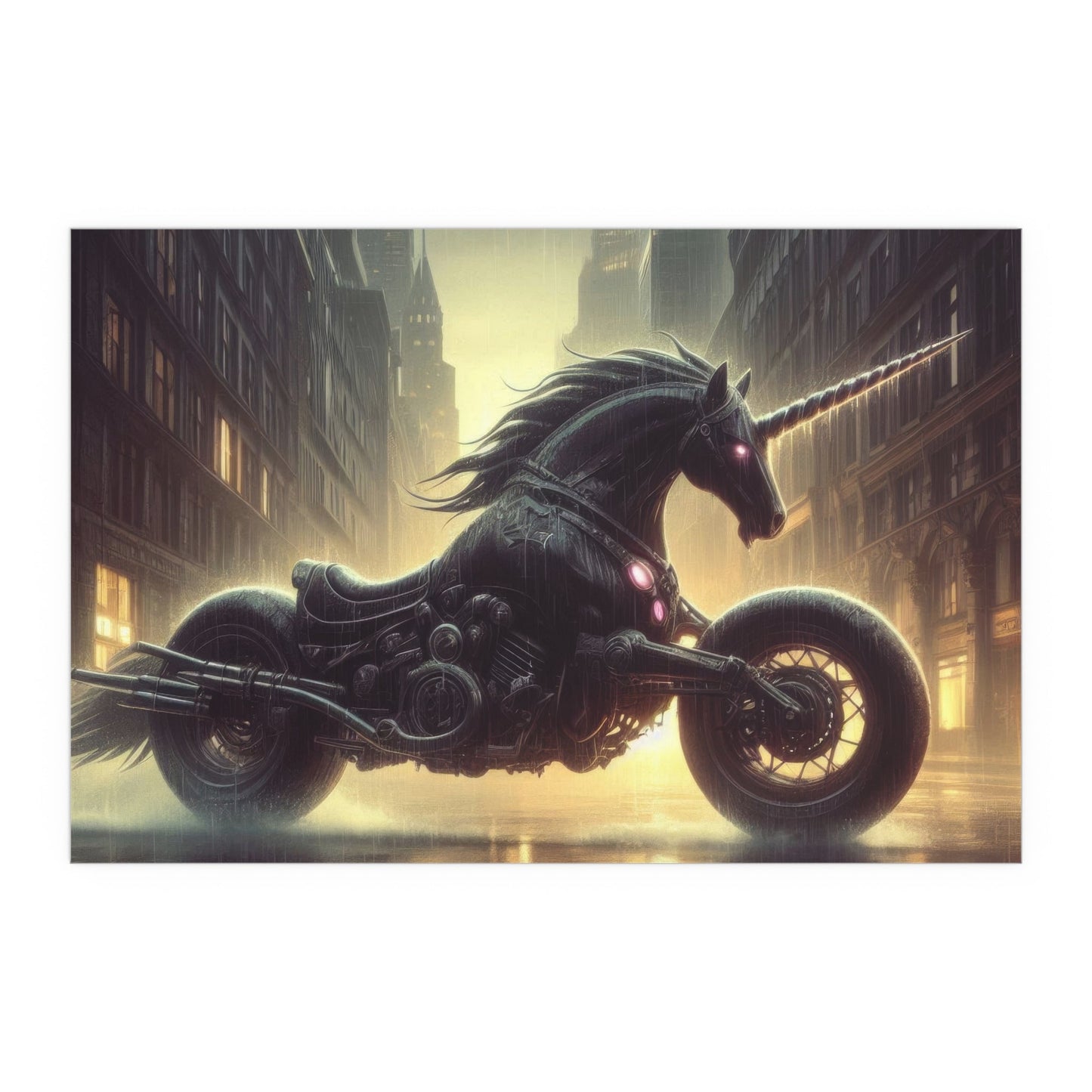 Rebellious Motorcycle Unicorn Silk Poster | Unique Wall Art for Home & Office Decor | Perfect Gift for Fantasy Lovers - Gregg Acini Adoree Designs - Poster