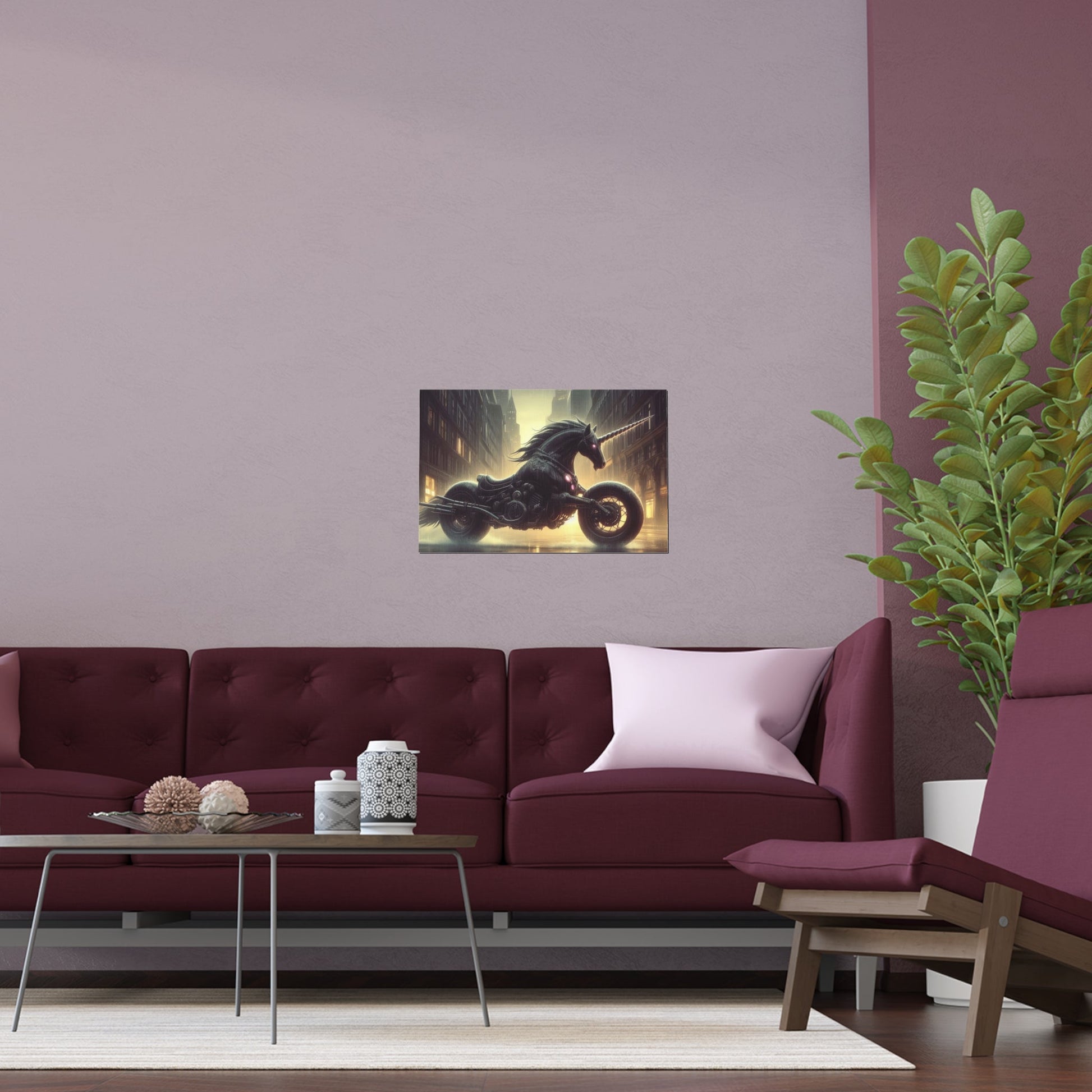 Rebellious Motorcycle Unicorn Silk Poster | Unique Wall Art for Home & Office Decor | Perfect Gift for Fantasy Lovers - Gregg Acini Adoree Designs - Poster