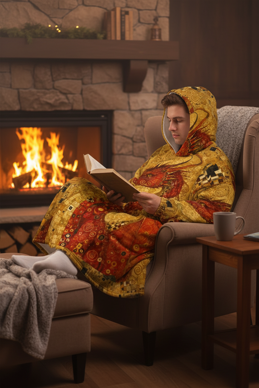 Red Dragon Blanket Hoodie Lifestyle