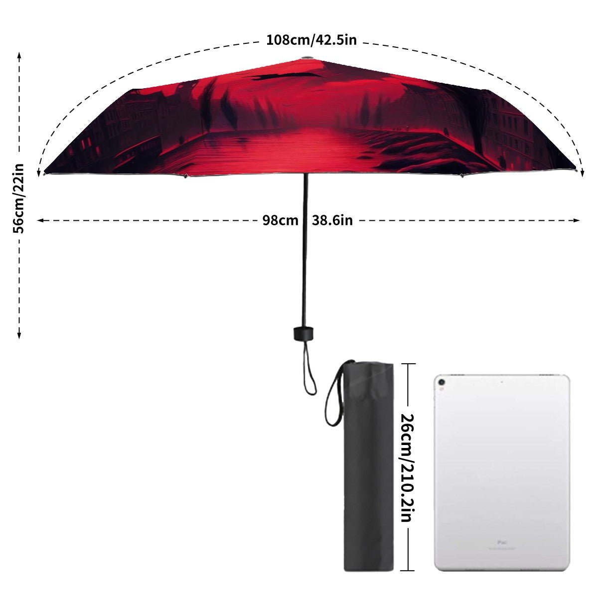 Red Sunset with Crows UV Protection Umbrella - Gregg Acini Adoree Designs - Umbrella