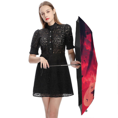 Red Sunset with Crows UV Protection Umbrella - Gregg Acini Adoree Designs - Umbrella