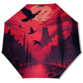Red Sunset with Crows UV Protection Umbrella - Gregg Acini Adoree Designs - Umbrella
